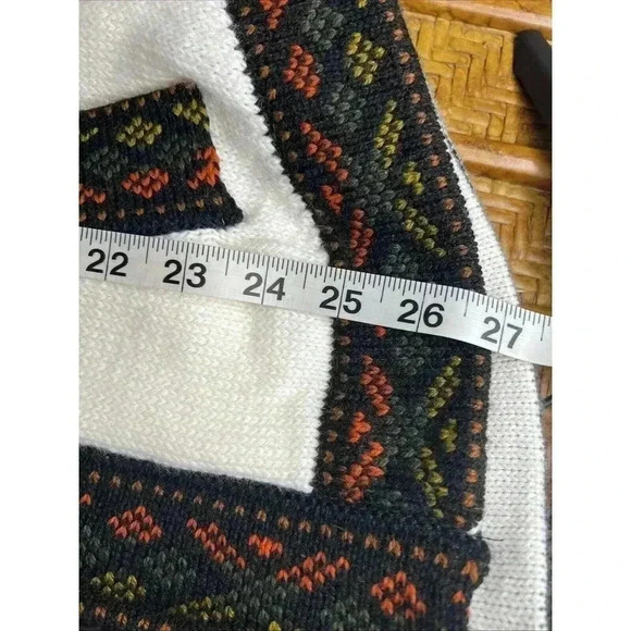 Handmade Peru Women's Alpaca White Multi‎ Cardigan Sweater Hood Zip up size: L - Picture 12 of 12